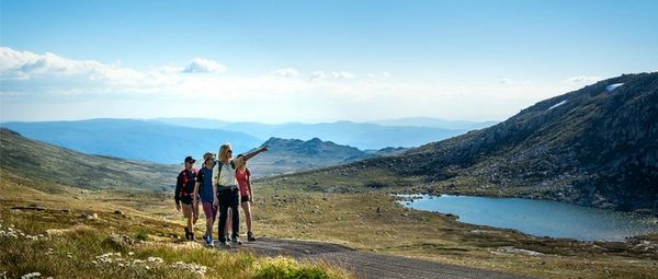 Walking on the track to Mount Kosciuszko.