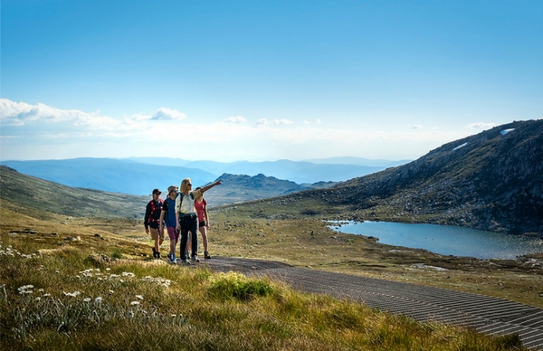 Walking on the track to Mount Kosciuszko.